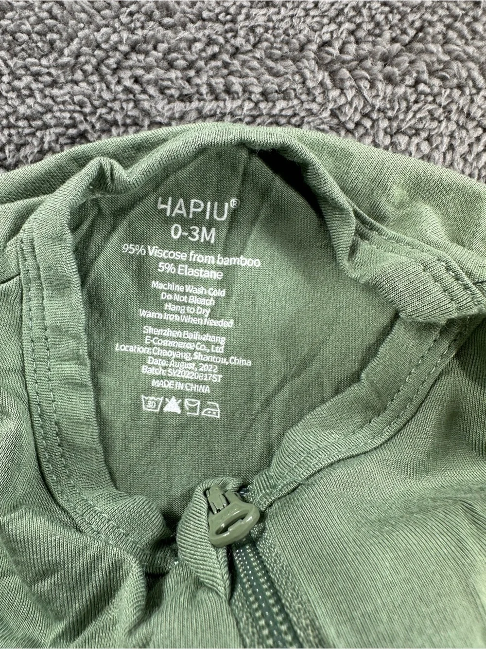HAPIU Bamboo Bodysuit Long Sleeve Long Pants Footies Pajama Sage Green 0-3 month